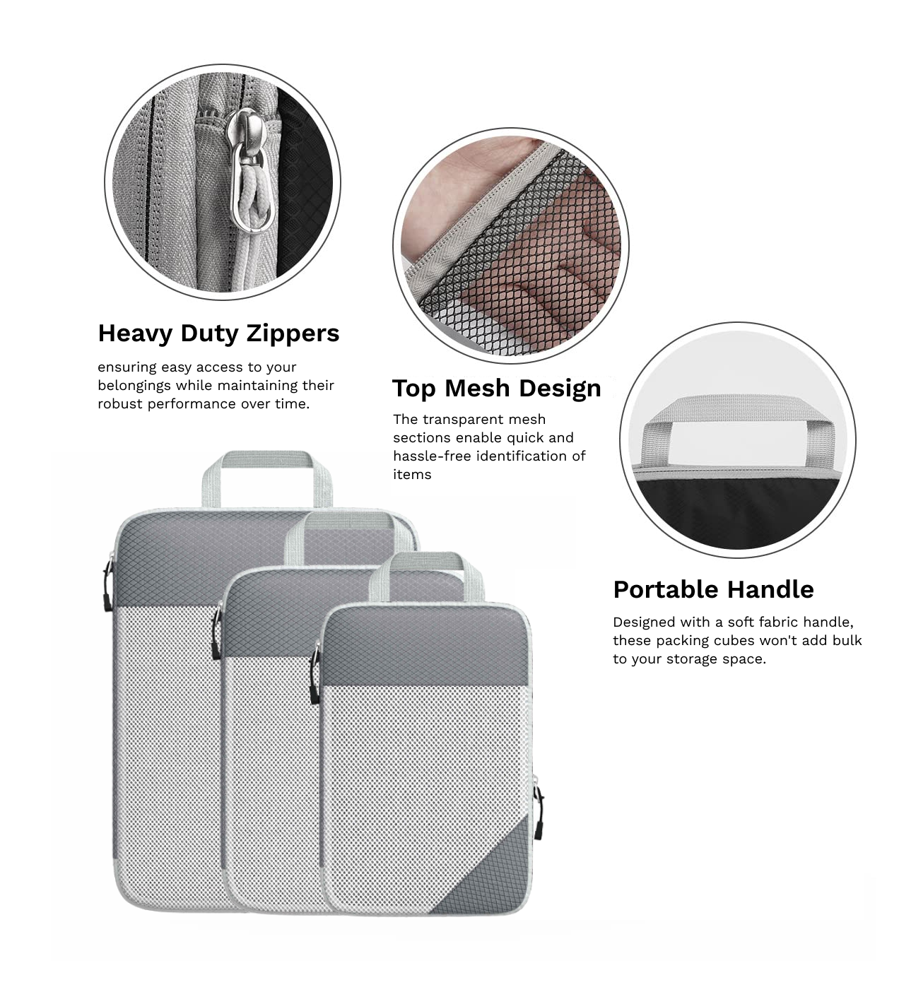 Portable Packing Cubes - Perfect Luggage Organizer Bags, Packing Cubes for  Suitcases, Compression Packing Cubes, Travel Bags Organizer for Luggage